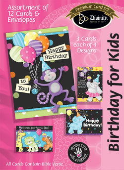 Divinity Boutique Boxed Cards: Birthday For Kids, Party Animals