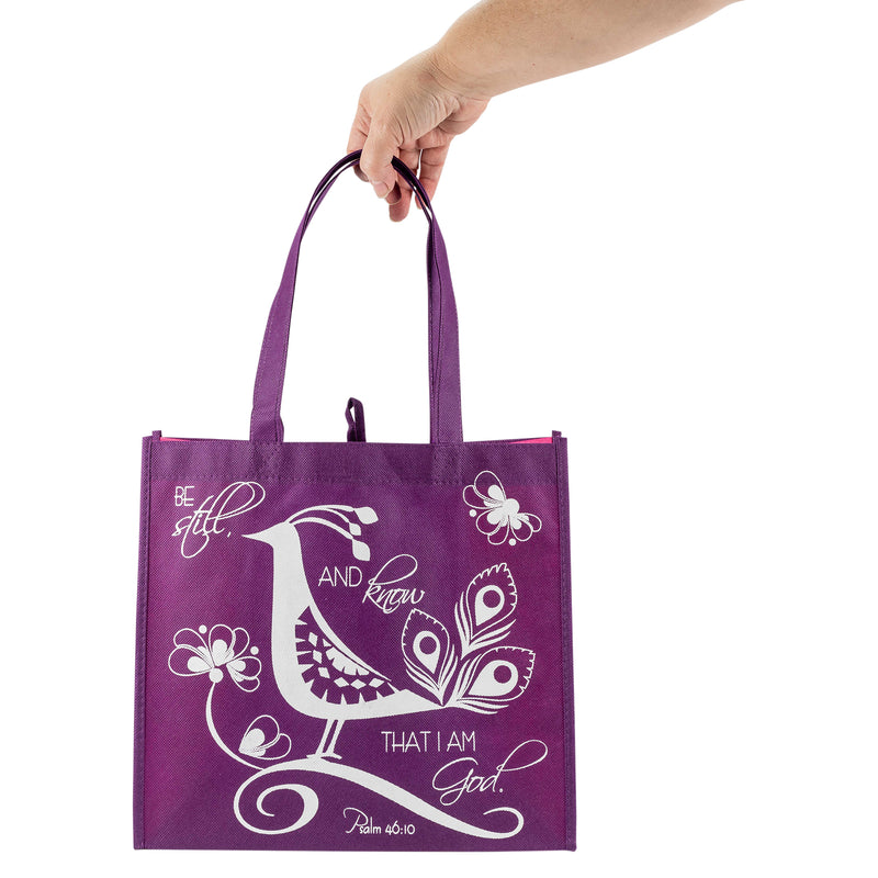 Purple Bird Eco Tote Bag - Psalm 46:10 "Be Still"