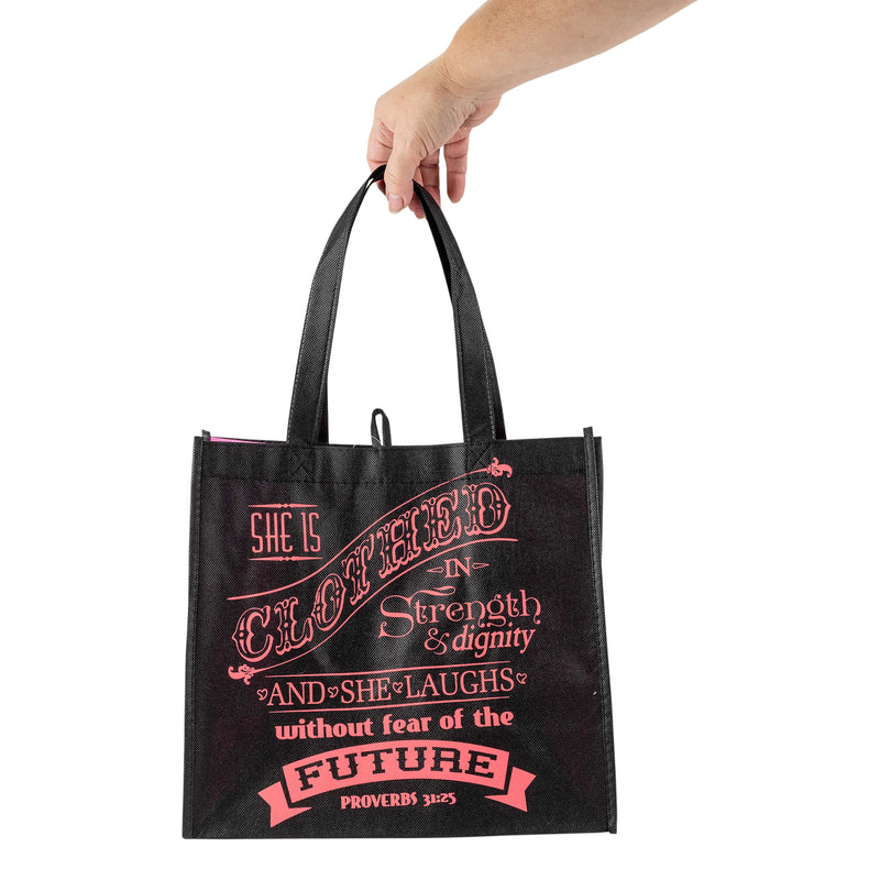 Black & Pink Eco Tote Bag - Proverbs 31 Woman