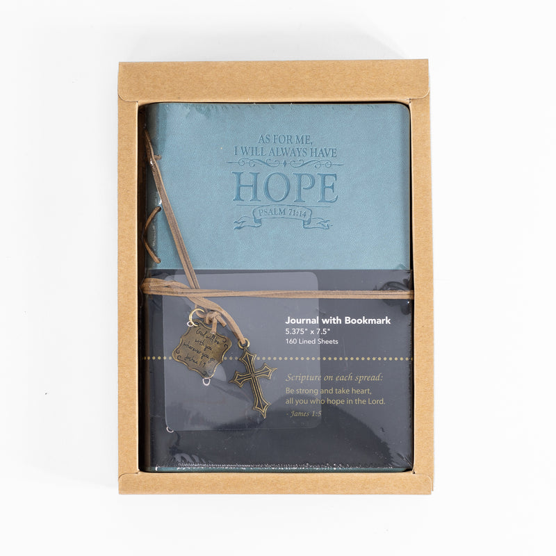 Leather Wrapped Journal - Dusty Blue, Hope