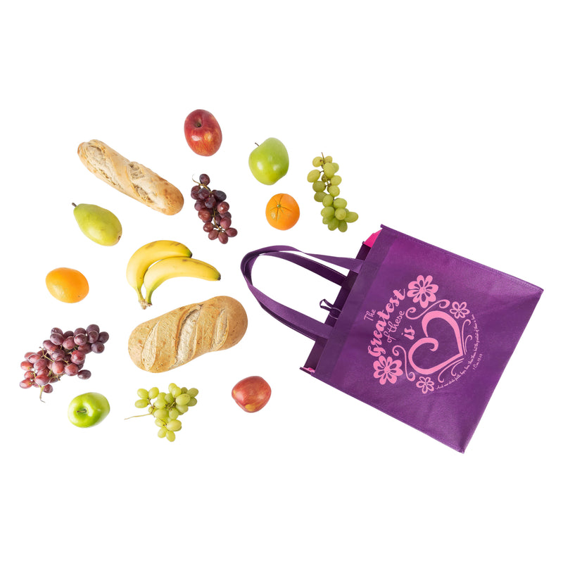 Purple Eco Tote Bag "Greatest Of These Is Love"