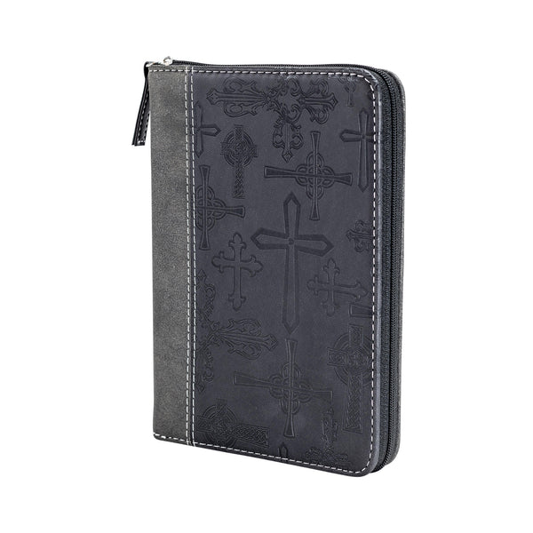 Divinity Boutique Crosses Bible Cover, Silver and Black, X-Large