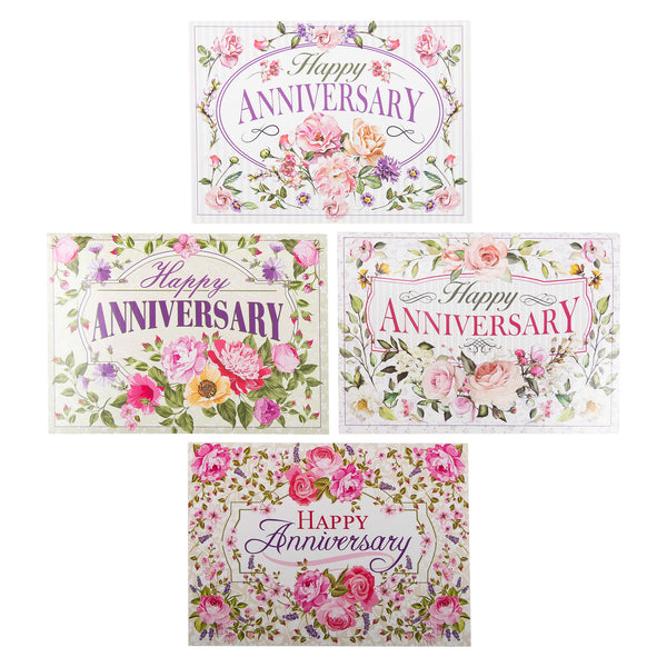 Boxed Anniversary Cards - Floral Designs - Set of 12 – Divinity