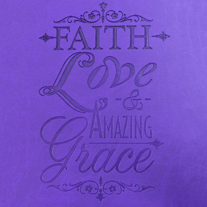 Dangle Journal : Leather Wrapped Purple Faith Love & Amazing Grace, Key Charm