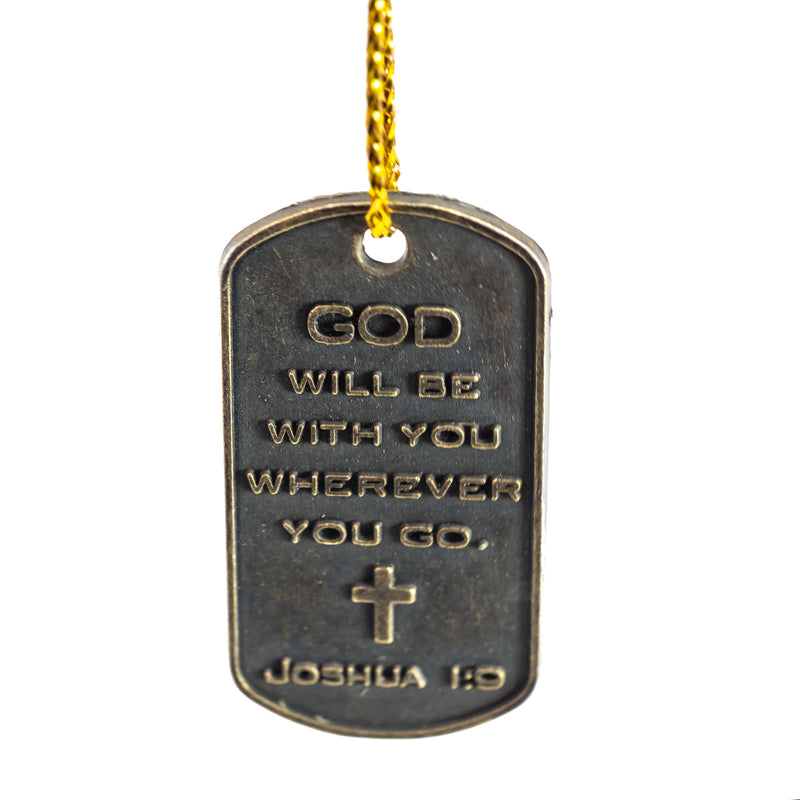Dangle Journal : Leather Wrapped Navy Be Strong & Courageous, Dog Tag Charm