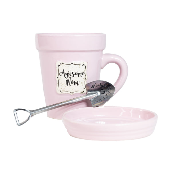 Pink Flower Pot Mug - “Awesome Mom” Without Scripture
