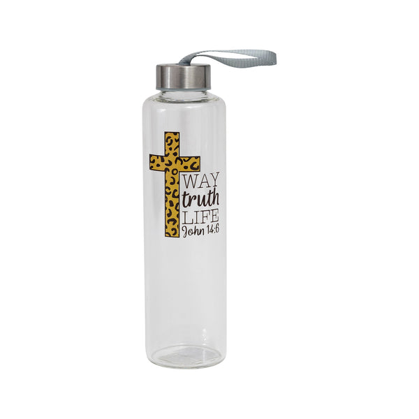 Way Truth Life Leopard Print Cross Water Bottle