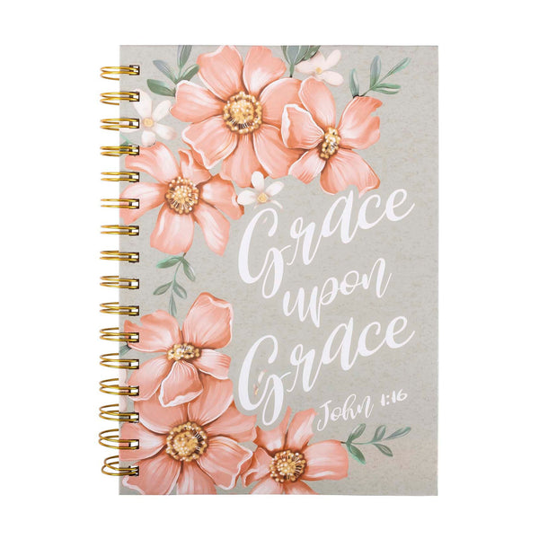 Guided Journal: Sage & Peach Flowers (John 1:16)