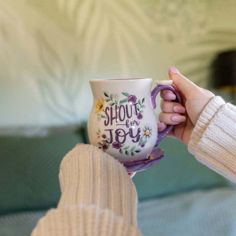 Ceramic Mug & Coaster Set: Shout for Joy