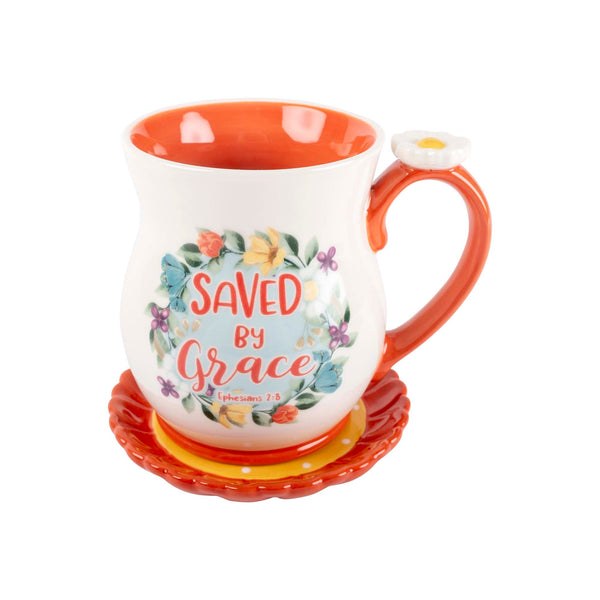 Ceramic Mug & Coaster Set: Saved By Grace (Ephesians 2:8)