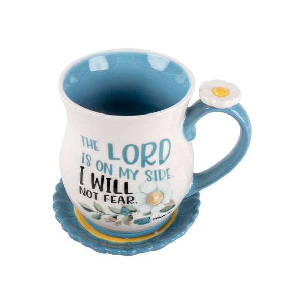 Ceramic Mug & Coaster Set: On My Side (Psalm 118:6)