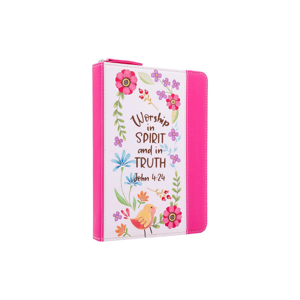 Zippered Faux Leather Journal: Worship in Spirit & Truth, John 4:24