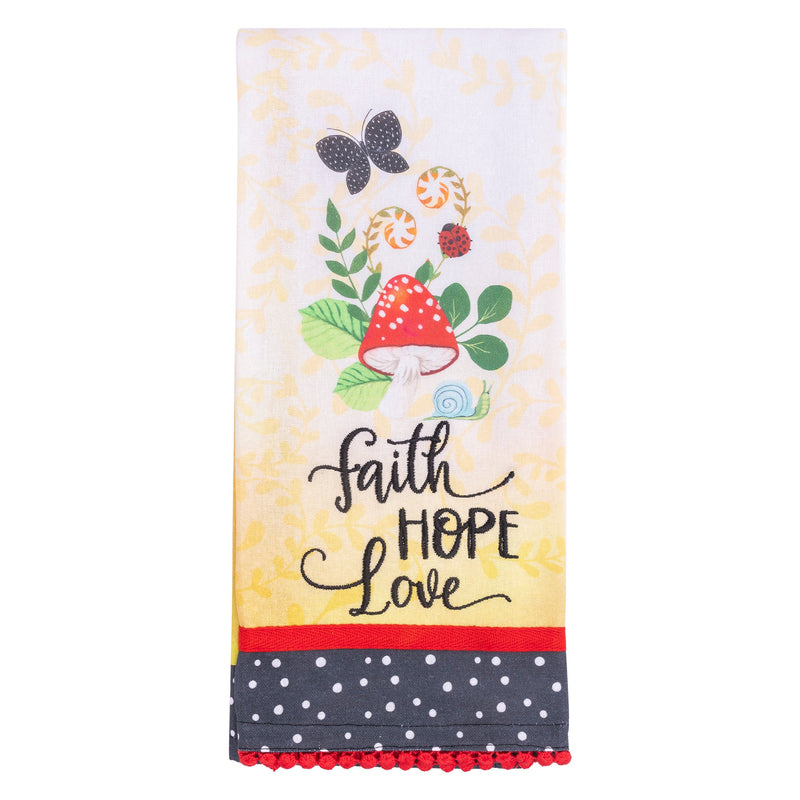 Tea Towel: Merry Mushroom; Faith Hope Love