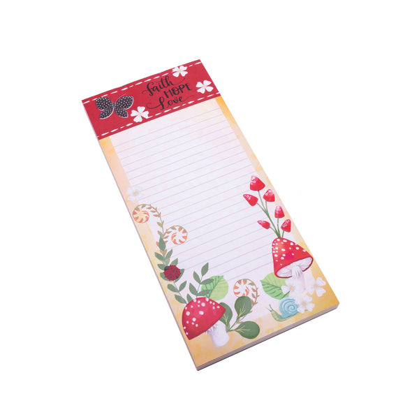 Magnetic List Pad: Merry Mushroom; Faith Hope Love