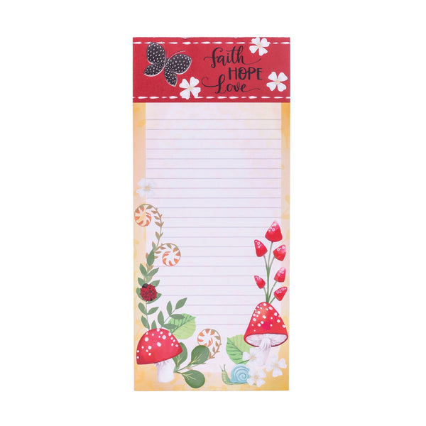 Magnetic List Pad: Merry Mushroom; Faith Hope Love