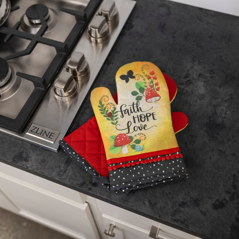 Oven Mitt: Merry Mushroom; Faith Hope Love