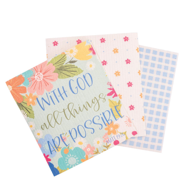 ECO Friendly Dishcloth Set: All Things, Matthew 19:26