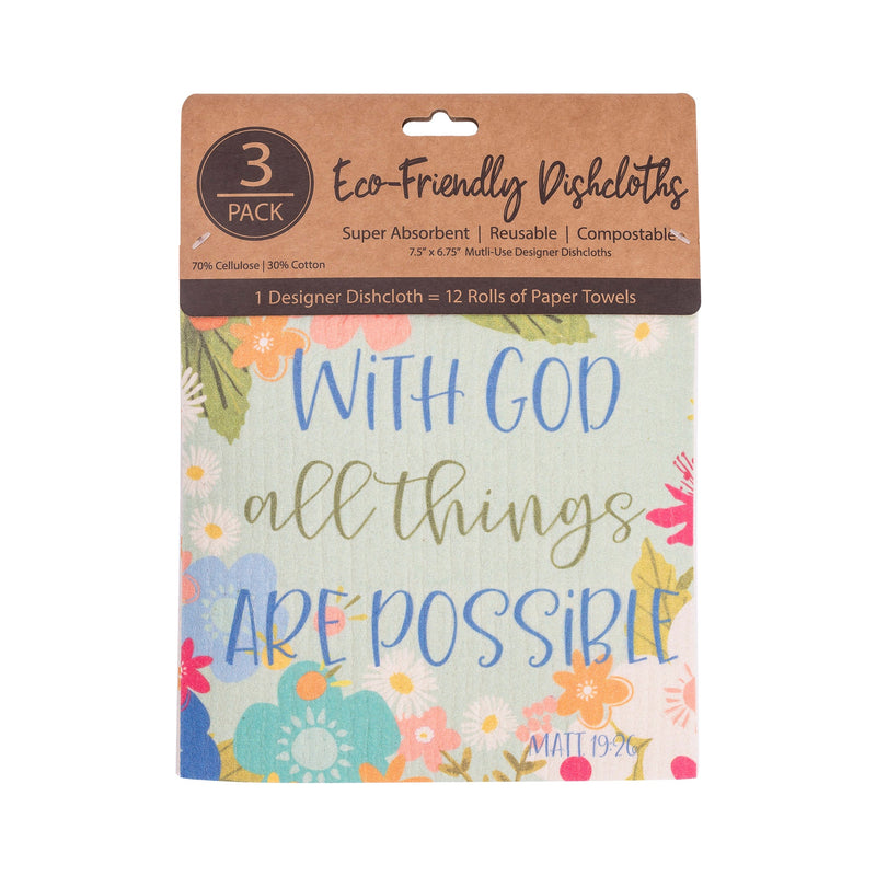 ECO Friendly Dishcloth Set: All Things, Matthew 19:26