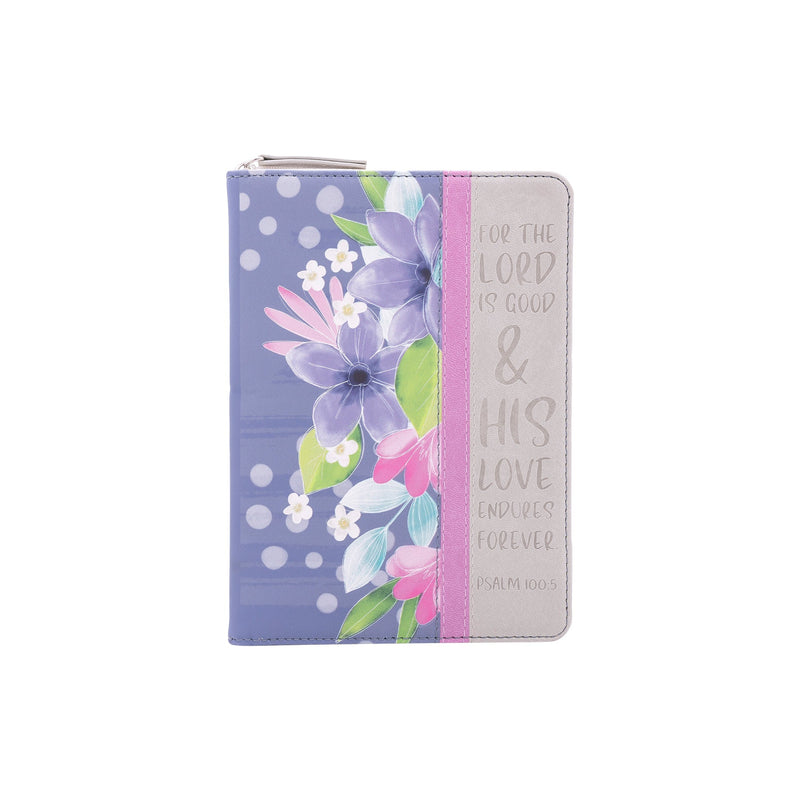 Zippered Faux Leather Journal: For the Lord is Good Psalm 100:5