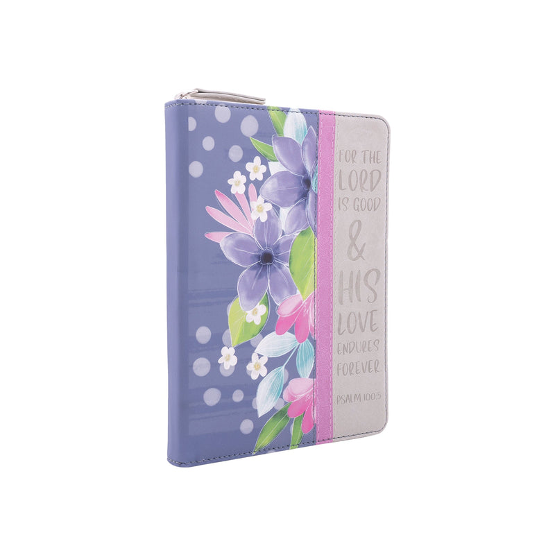 Zippered Faux Leather Journal: For the Lord is Good Psalm 100:5