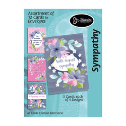 Boxed Greeting Cards: 12CT Sympathy Purple/Pink Flowers