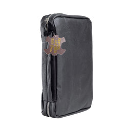 Genuine Leather Bible Cover - Black Pebble Grain