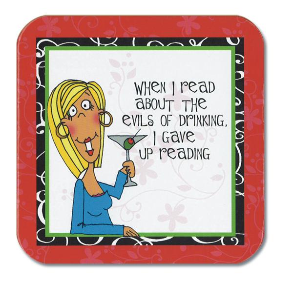 Divinity Boutique Cheeky Chic: Red, Gave Up Reading Coasters