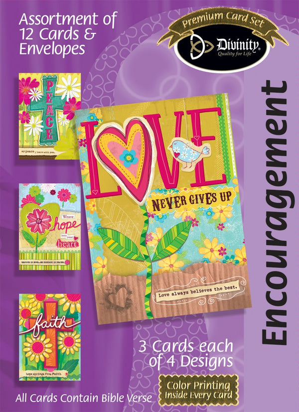 Divinity Boutique Boxed Cards: Encouragement, Love Crosses And Flowers