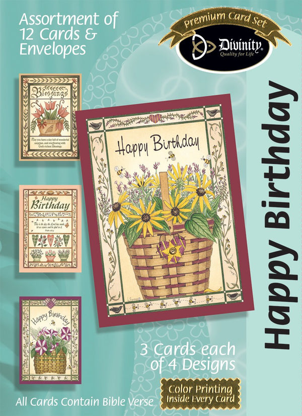 Divinity Boutique Boxed Cards: Happy Birthday, Flower Baskets