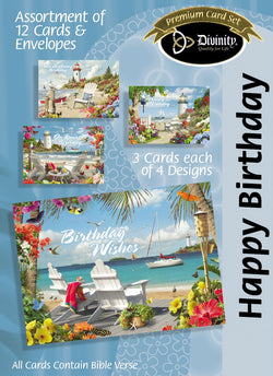 Divinity Boutique Boxed Cards: Happy Birthday,A.Giana, Coastal Adirondack Chairs