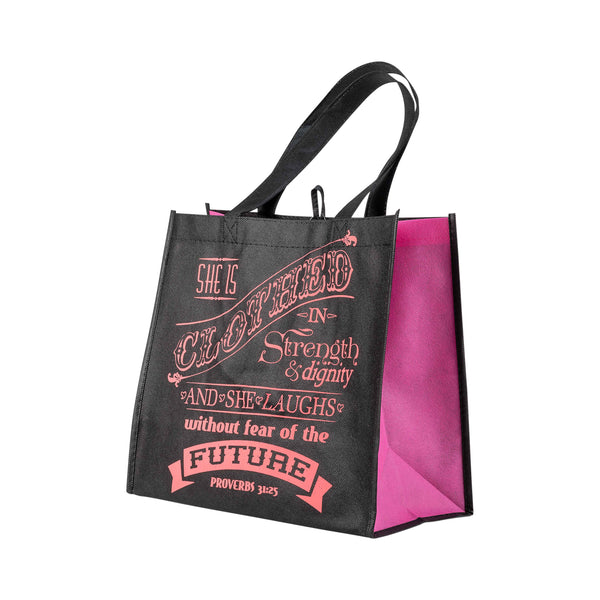 Black & Pink Eco Tote Bag - Proverbs 31 Woman