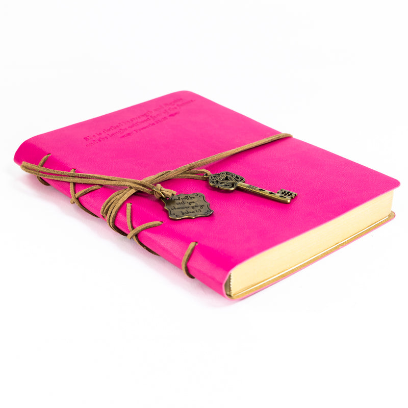 Leather Wrapped Journal - Proverbs 31 With Key Charm Pink
