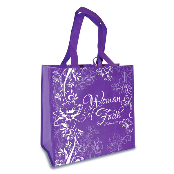 Purple Reusable Eco Tote Bag - Hebrews 11:1  "Woman Of Faith"
