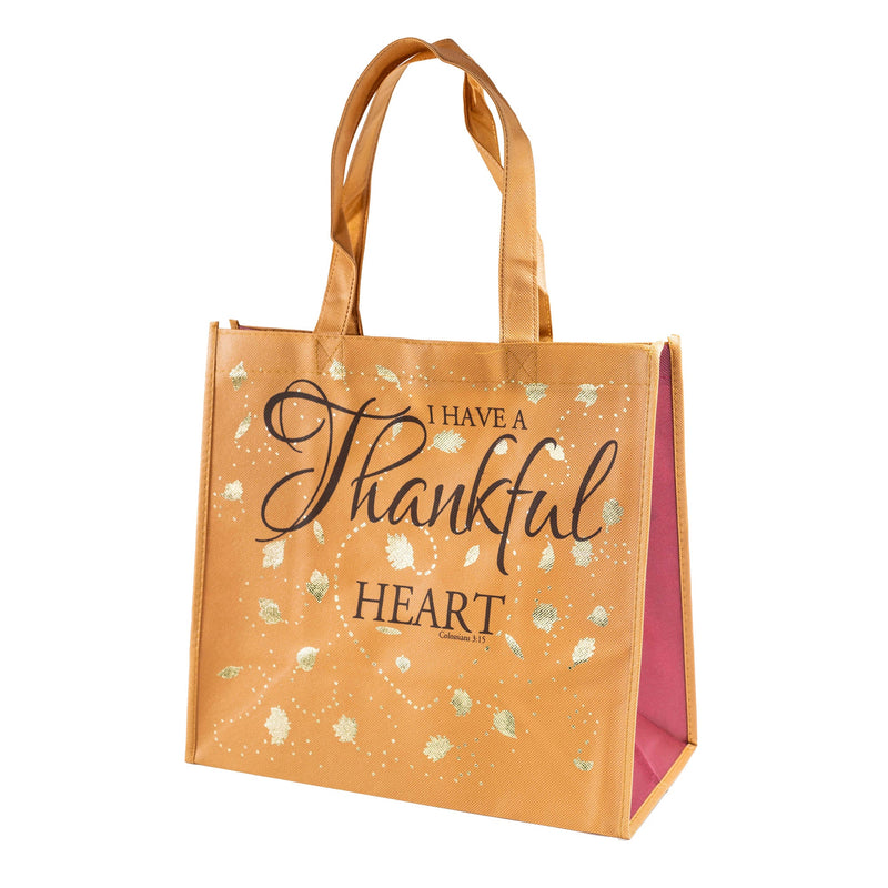 Orange & Gold Eco Tote Bag - "I Have a Thankful Heart"