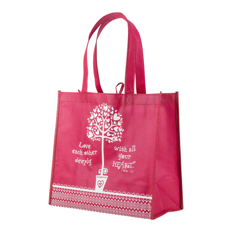 Pink Eco Tote Bag - 1 Peter 1:22 "Love Each Other"