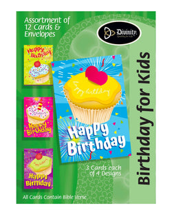 Boxed Kids' Birthday Cards - Cupcakes - Set of 12