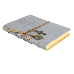 Leather Wrapped Journal - Gray Ask, Seek, Knock