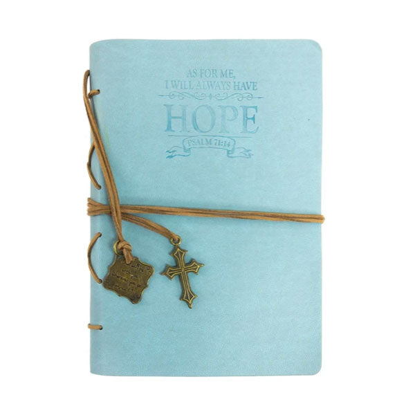 Leather Wrapped Journal - Dusty Blue, Hope