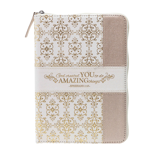 Zippered Journal - Cream And Gold Amazing You