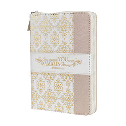 Zippered Journal - Cream And Gold Amazing You