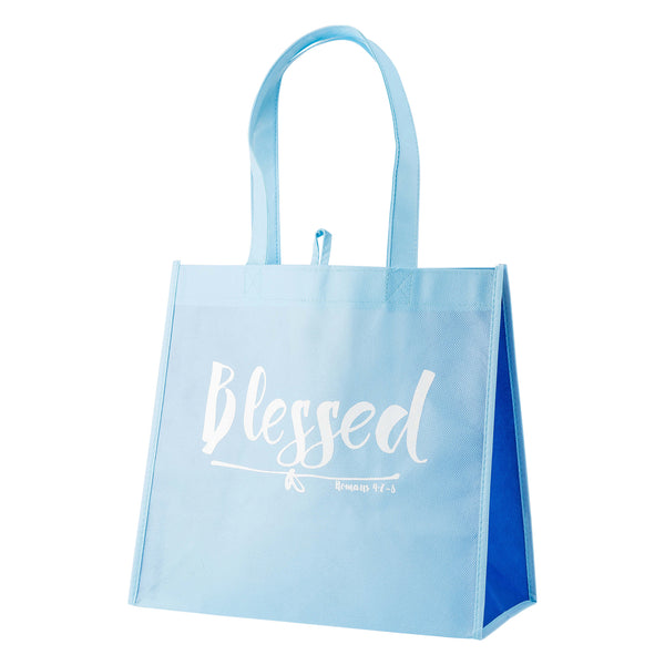 Light Blue Eco Tote Bag - "Blessed"