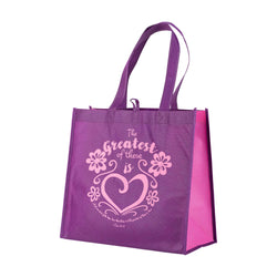 Purple Eco Tote Bag "Greatest Of These Is Love"