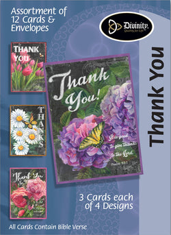 Divinity Boutique Boxed Cards: Thank You-Chalk Flowers & Butterflies