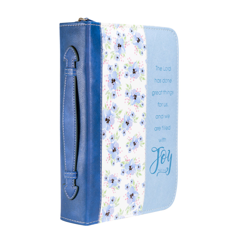 Bible Cover - Blue Flower, Filled with Joy, Psalm 126:3