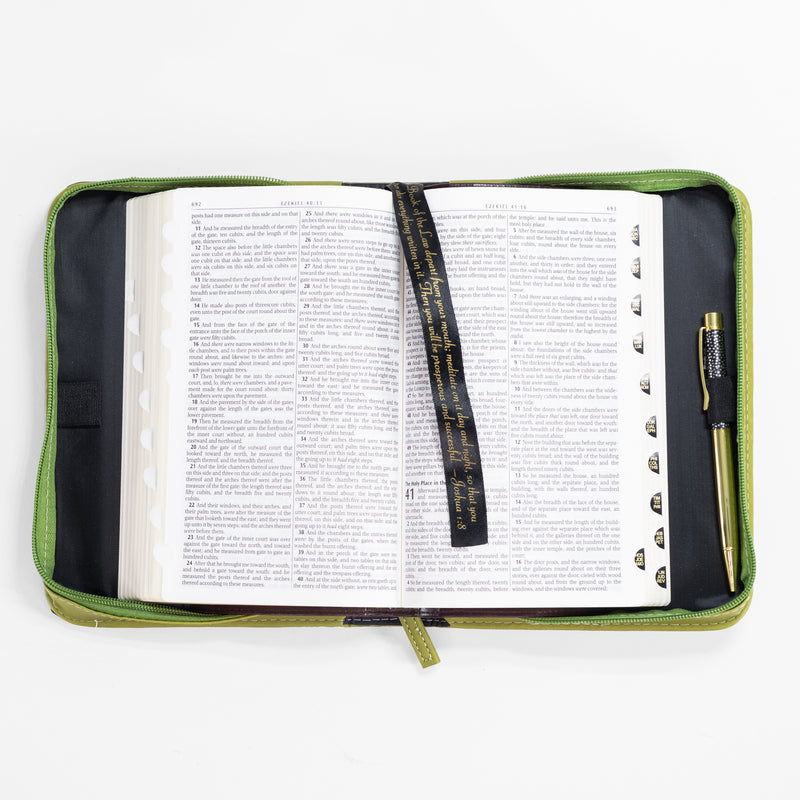 Bible Cover - Green & Gold Palm, Psalm 119:114