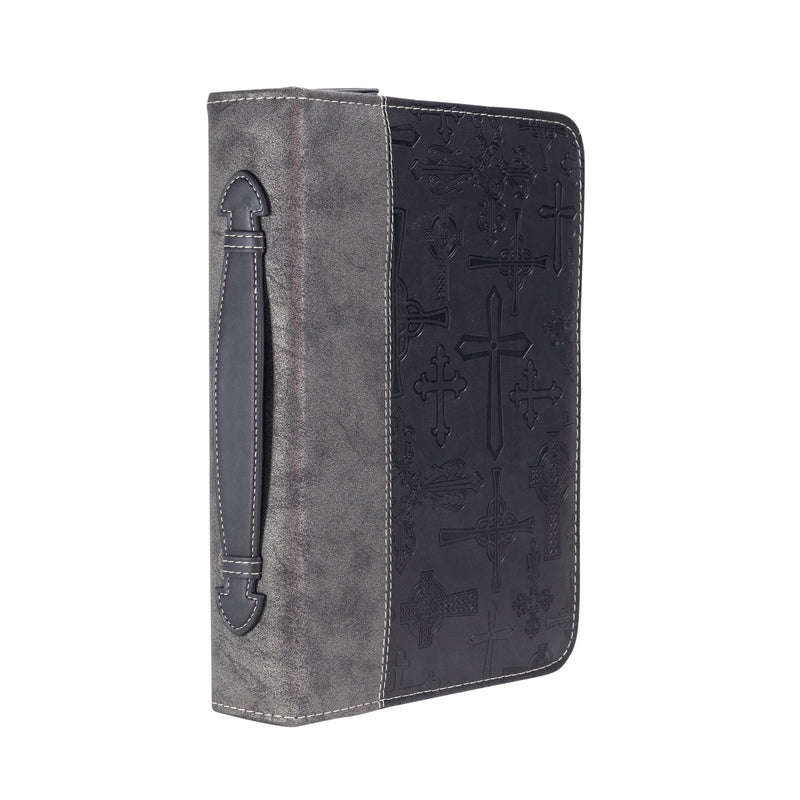 Divinity Boutique Crosses Bible Cover, Silver and Black, X-Large