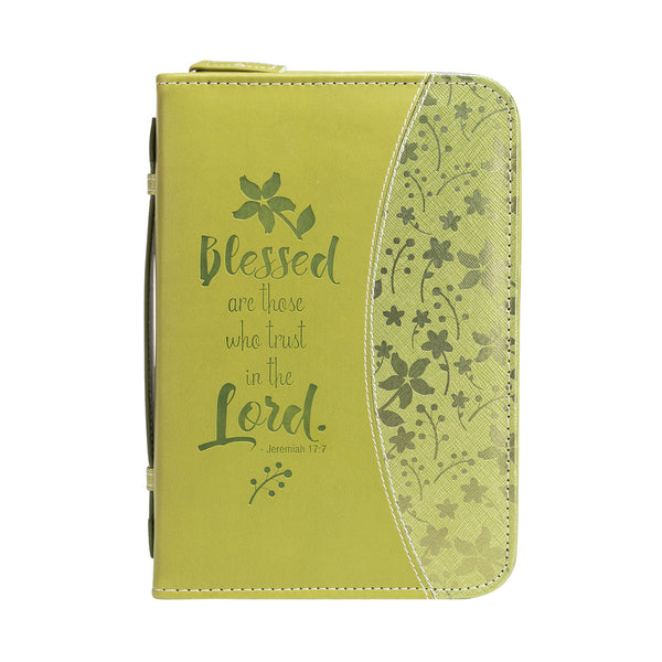 Bible Cover - Green On Green, Blessed are those who trust in the Lord. - Jeremiah 17:7