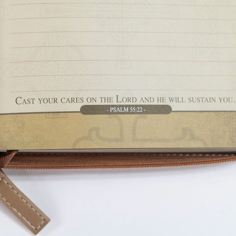 Zippered Journal - Brown Cross Hope in the Lord
