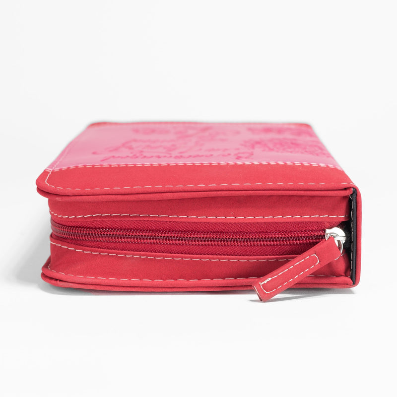 Divine Details: Bible Cover -Pink & Red Be encouraged in Heart - Colossians 2:2