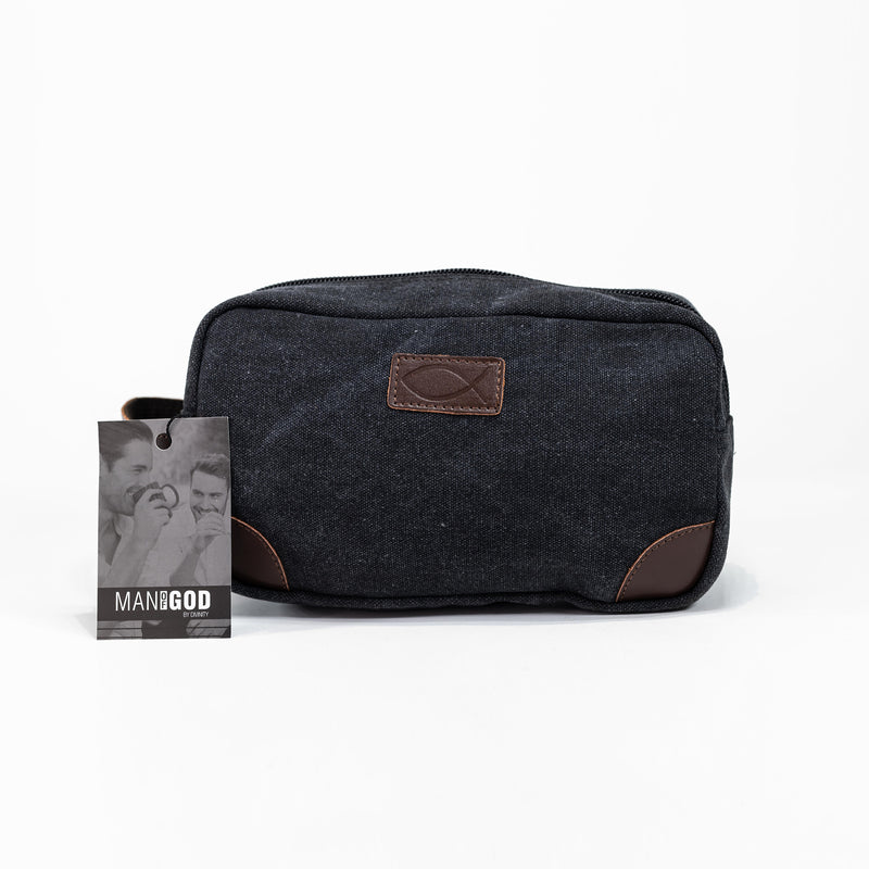 Man of God® Men's Canvas & Leather Toiletry Travel Bag